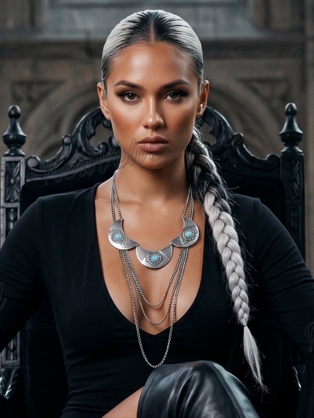 Artisan Bohemian Turquoise Embellished Silver Half Moon Silver Bib Necklace